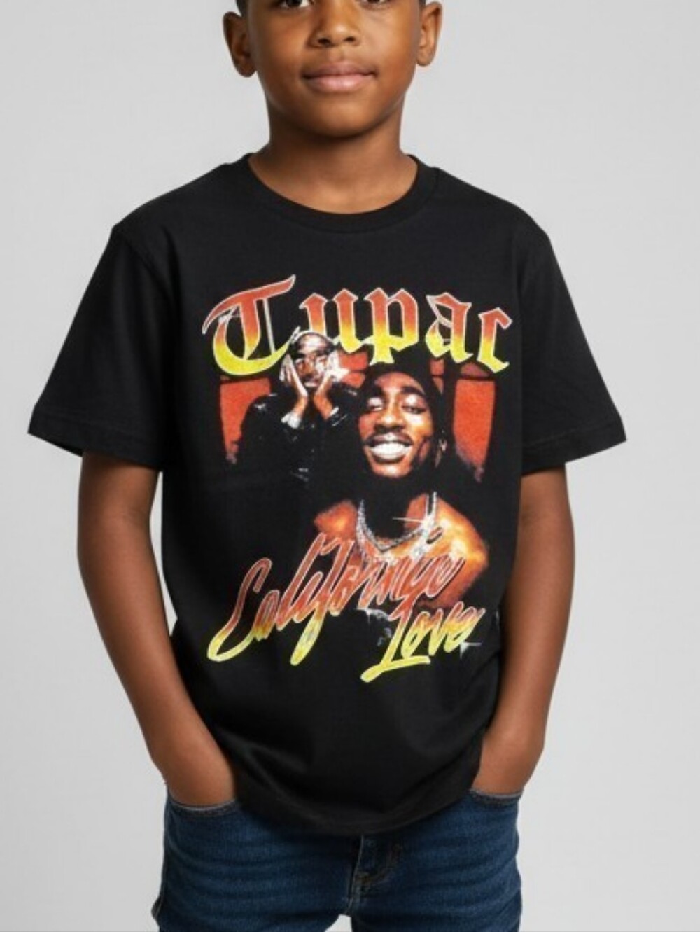 Black Kids Short-Sleeve Graphic Tee with Bold Music Print